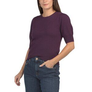 RACHEL ZOE Plum Merino Wool Elbow Sleeve Sweater